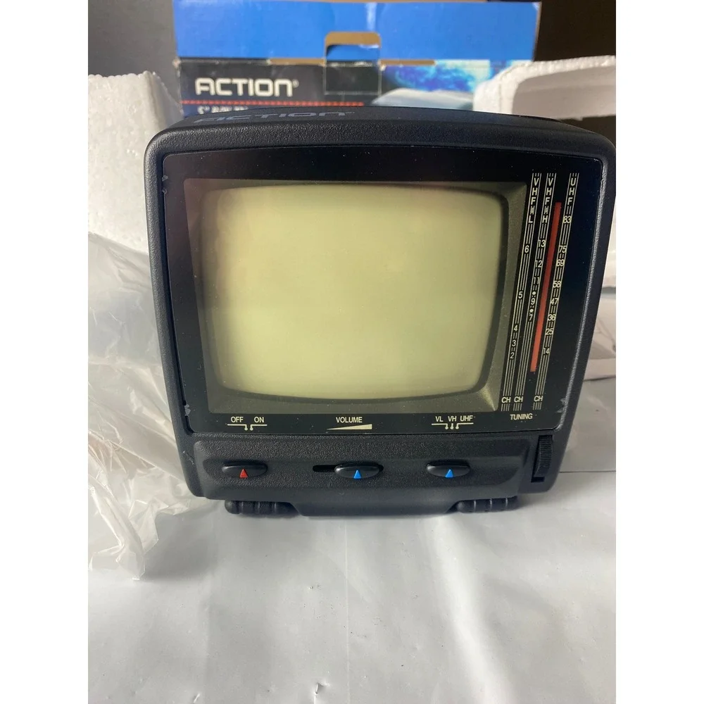 Action ACN-3512 Portable Black &‎ White CRT TV RCA Video Input New Open Box